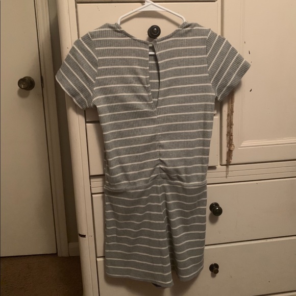 Pink Lily- Grey and White Striped Romper - Picture 7 of 9